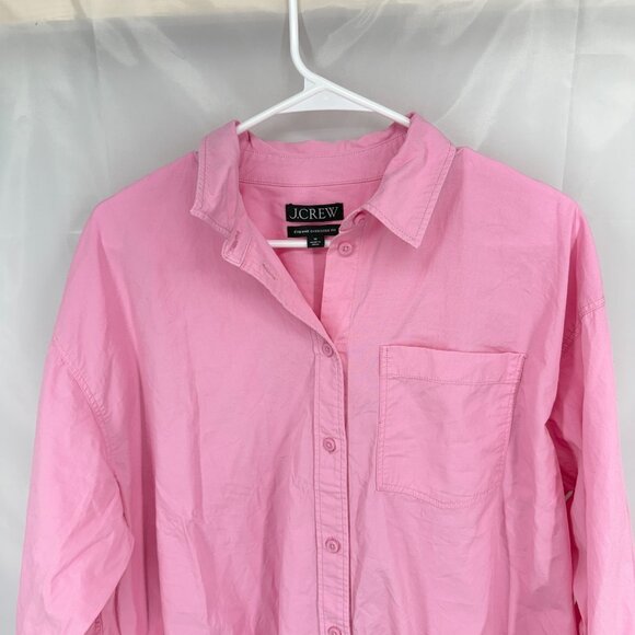 J Crew Women M Etienne Oversized Shirt Pink Long Sleeve Lightweight Oxford Top - Picture 3 of 10